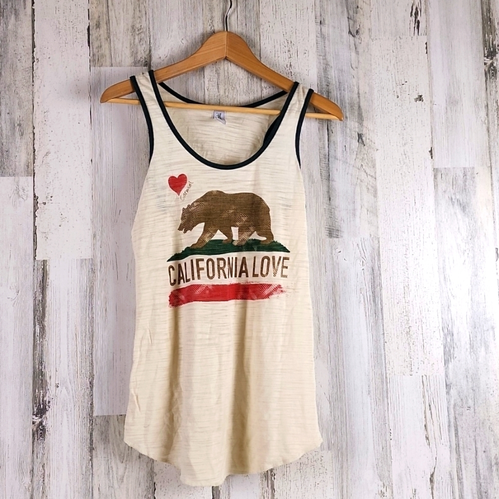 Carmel California Love racerback cream ringer sleeveless tee Size Medium